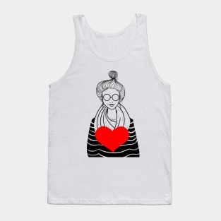 Stylish girl with scarf and big heart Tank Top